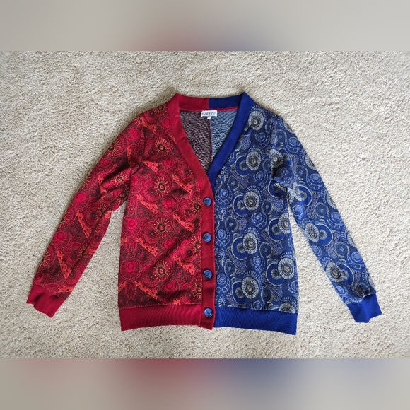 Kahindo Windhoek Womens Cardigan Sweater Size L Blue And Red - Picture 7 of 10